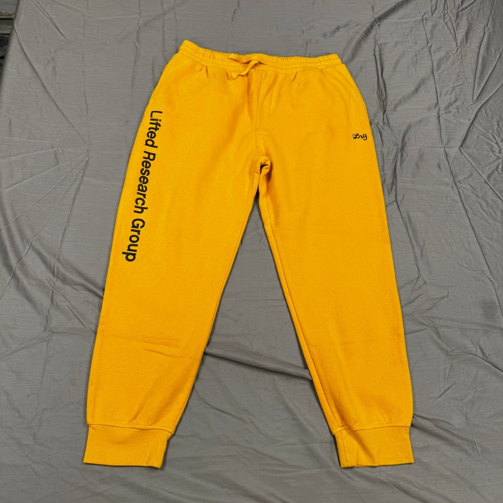 LRG Lifted Research Group Mens XL Yellow Logo Jogger Streetwear Sweatpants